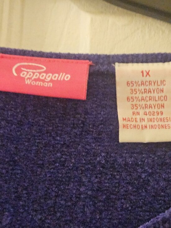 Papagallo soft purple v-neck warm holiday Minimalist pullover sweater 1X - Picture 5 of 9